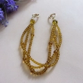 Amber transparent beaded triple-strand handbag chain strap with gold metal rings - 30cm / Gold Buckle Coffee Crystal