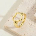 Minimalistischer vergoldeter Herzring im Vintage-Rauten-Design mit offenem Design - Hohles Herz-Stil