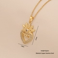 Gold heart MOM pendant necklace with crown detail and inset stones on steel chain - MOM Crown Letter Heart Style (5#)
