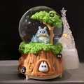 Totoro themed musical crystal ball with resin figurines and glowing forest atmosphere - 2526 Green / Medium 80mm Light + Music
