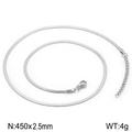 Silver stainless steel blade chain necklace 450x2.5mm with lobster clasp and extension - 2.5mm Silver Necklace 45cm