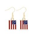 Zinc alloy Independence Day star earrings with American flag pattern in red white and blue - Style 23-Red White Blue Star and Stripes Rectangle Earrings