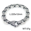 Retro 12mm stalen kettingarmband met Grieks patroon en karabijnsluiting 225mm lengte - Grieks Patroon Armband (KB161371-KJX)