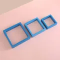 Three blue 3D floating jewelry display frames in different sizes on pink background - Royal Blue/11*11*2cm