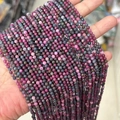 Faceted natural gemstone beads in mixed pink, purple and blue for jewelry making - Ruby & Sapphire Color 3mm