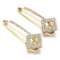 Golden square safety pin brooch with sparkling crystals and metal alloy finish - 33# Gold Square 6*2.3cm