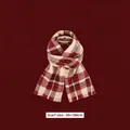 Classic red and white checkered winter scarf with tassels, 58x180cm soft knit wrap - 0570-Classic Plaid Scarf / Red Beige Plaid
