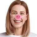 Calentador de nariz de cerdo rosa hecho a mano a ganchillo con cintas elásticas suaves - Talla Única con Cordones / Nariz de Cerdo