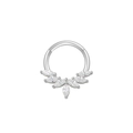 Silver piercing ring with sparkling marquise-cut clear zirconia crystal cluster - 7-Stone Crown / Silver