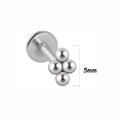 Silver stainless steel flat back labret stud with 5mm four-bead cluster decoration - Five-Millimeter Four-Bead Cluster Style (9 silver) / 1.2*6mm / Silver