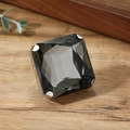 Adjustable silver ring featuring a large square smoke grey crystal in a bold geometric design - Smoke