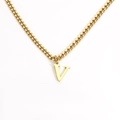 Minimalist 18K gold plated curb chain necklace with a capital V letter pendant for women - Letter V / Gold