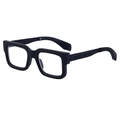 Classic matte black square frame glasses with geometric engraved pattern on temple - Matte Black