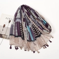Bohemian purple printed scarf with paisley lace patterns and stylish tassels - XB1017-01 Purple Patchwork Tassels