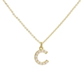 Collar clásico de latón chapado en oro de 18k con colgante letra C y perlas pequeñas - Letra C