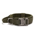 Tactical army green nylon dog collar with heavy duty alloy buckle and handle for large dogs - Army Green
