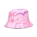 Pink and purple tie-dye bucket hat with cotton canvas texture and swirl pattern - Pink and Purple Vortex Tie-dye (#34)