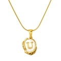 Collier en acier doré 18K avec pendentif lettre U et incrustation nacre - Lettre U (S-P035-U)