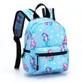 Kids 13-inch school backpack in sky blue with mermaid princess and shell floral prints - Sky Blue Mermaid Princess