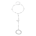 Silver minimalist ring bracelet with hollow butterfly pendant and beaded chain for women - 09 White K Style 6 4996