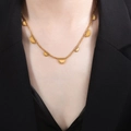 Elegante collana in titanio placcato oro 18K con ciondoli a semicerchio per donna - Oro (40+5cm)