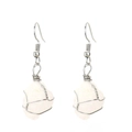 Detailed wire-wrapped natural crystal raw stone earrings with silver hooks on white background - Silver & White Crystal