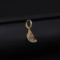 Creative gold hoop earring with colorful zircon watermelon slice charm pendant - Watermelon Style (HSPJ335-11#)