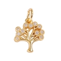 Ciondolo Albero della Vita dorato con cristalli scintillanti su fondo bianco - Albero della Vita