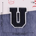 Navy blue chenille embroidery patch letter U with white border 5.5cm for clothing - Letter U / Navy Blue
