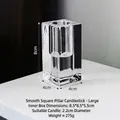 Grand bougeoir carré en verre transparent pour tables, hauteur 8cm, finition polie - Chandelier Pilier Carré Lisse - Grand