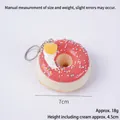 Porte-clés donut en mousse PU rose avec paillettes et garniture à la crème - Rouge