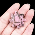 Hand-carved pink rhodonite crystal sun flower stone with natural black stripes - Rhodonite