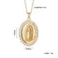Collana con ciondolo Madonna dorata con zirconi e catena a lunghezza regolabile - Vergine Maria Ovale Grande Zirconia Bianca (N. 12)