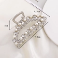 Half Rhinestone Half Pearl Silver Large Crescent 7.7CM Claw Clip