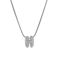 Silver letter H pendant necklace with clear zircon stones on a sleek snake chain - Silver H / Silver