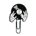 Creative vinyl record and skeleton hands cartoon bookmark paperclip in black and white - 4112-27 Vinyl Record Skeleton Hand
