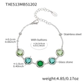 Silver stainless steel bracelet featuring five round green glass stones with lobster clasp - Bracelet Only / Steel Green Mix