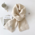Thick cream white knitted winter scarf for women with warm chunky cable knit texture - Cream