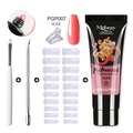 Poly nail gel kit in nude color PGP007 with dual forms and professional brush set - Nude