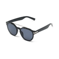 Black oversized geometric sunglasses with a stylish double bridge and grey lenses - Black Frame Black Grey Lens