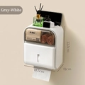 Wandgemonteerde gebroken witte tissuebox voor badkamer met planchet en afmetingen - Zonder Stang / Broken Wit