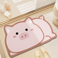 Tapis de bain cochon rose mignon avec texture antidérapante et absorbante - 40*60cm / Cochon Rose