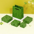 Green vintage drawer jewelry box and matching paper bag with damask floral pattern - Matching Handbag / Green Drawer Box