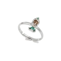 Detail of silver adjustable ring featuring a princess figure with colorful zircons - Silver (JZ00220 White K)