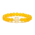 Natural yellow tiger eye beaded bracelet featuring a faceted raw crystal centerpiece - Yellow Chalcedony