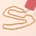 Golden woven metal chain crossbody phone strap with swivel clasp and attachment pad - 9mm Double Weave O-Chain Aluminum Gold / 57g