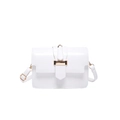 Piccola borsa a tracolla quadrata in pelle bianca con fibbia in metallo dorato dallo stile minimal - Bianco