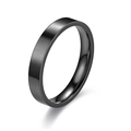 Minimalist 4mm flat black titanium steel ring for men and women with polished finish - US 5 / Black