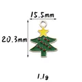 Green enamel Christmas tree charm pendant with yellow star for DIY jewelry making - 28#Christmas Tree 2