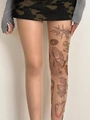 Collants transparents avec imprimé tatouage vintage unique pour un style urbain tendance - Collant en Soie Guipée avec Gousset / Gothique sombre